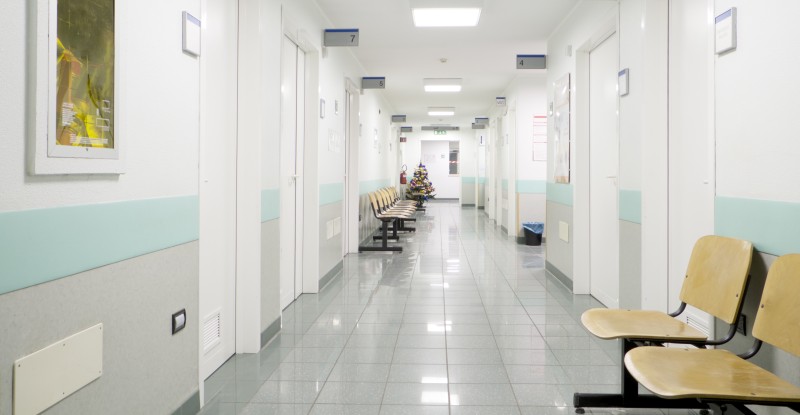 Hospital interior hallway